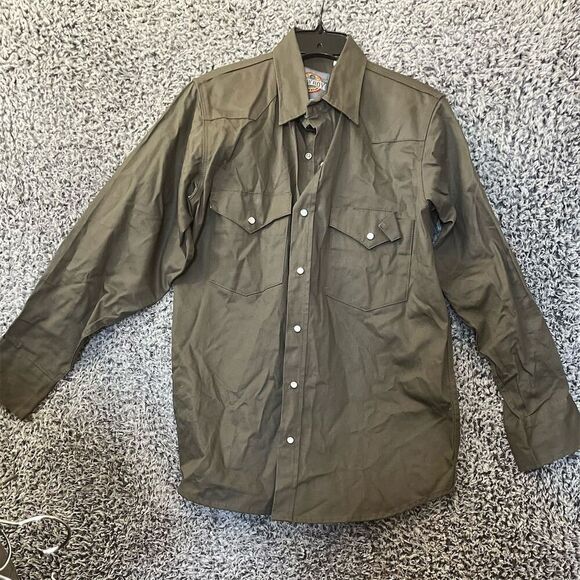 Cowboy Workwear Men's M Brown Western Shirt Long Sleeve Snap - Picture 1 of 6